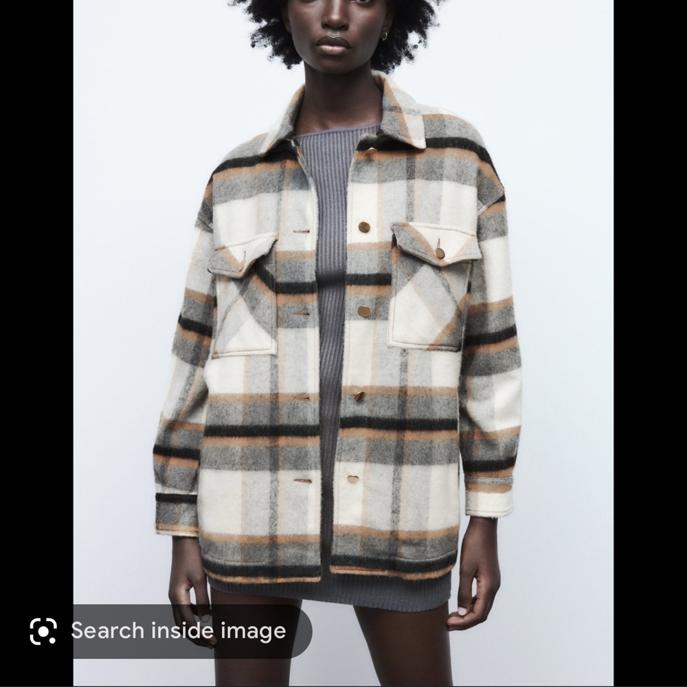 Zara LONG PLAID OVERSHIRT
